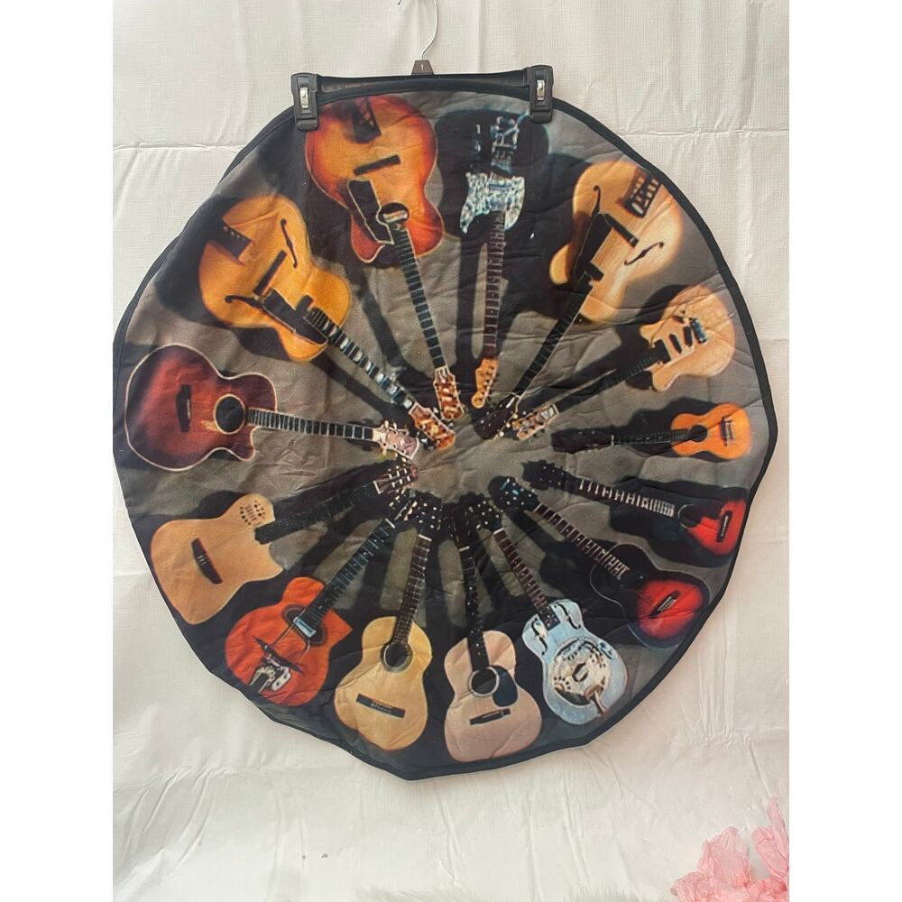 Round 35” Guitar Tablecloth or Wall Hanging Rock Country Music Musician